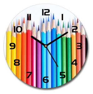 Sklenené nástenné hodiny okrúhle Farebné pastelky