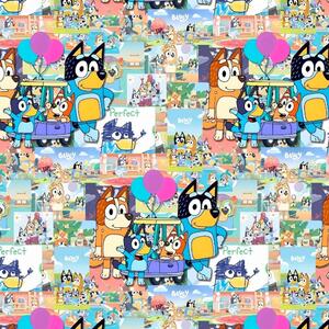 Metráž Teplákovina digital - Bluey a priatelia mix