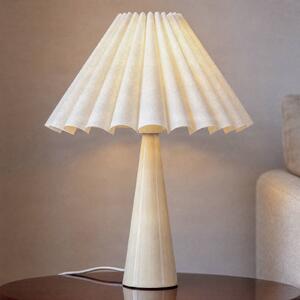 Lindby Stolová lampa Lotte, béžová, 50 cm, kov, textil, E27, Biela / opálová, Obývacia izba / jedáleň, Textil / látka / hodváb, Moderný, Stojacie svietidlo