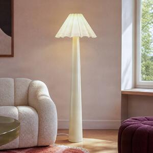 Lindby Stojacia lampa Lotte, 150 cm, béžová, kov, textil, E27, Biela / opálová, Obývacia izba / jedáleň, Textil / látka / hodváb, Moderný, Stojaca lampa