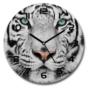 Sklenené hodiny okrúhle Biely tiger pl_zso_30_f_13468757