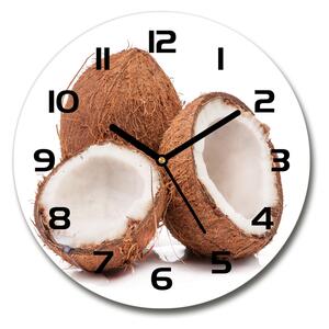 Sklenené nástenné hodiny okrúhle Kokos
