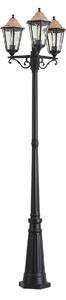 Klasická vonkajšia lampa čierna s meďou 220 cm 3-svetlá IP44 - Havana