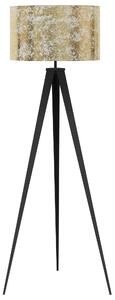 Stojaca lampa zlatá čierna statívový kovový podstavec trojnožka 156 cm látkové tienidlo moderný industriálny štýl obývačka spálňa