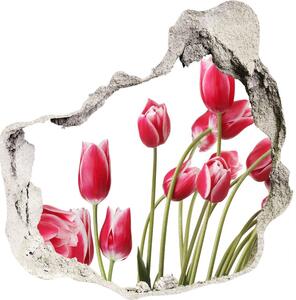 Nálepka 3D diera Červené tulipány nd-p-109710799