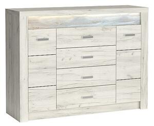 HALMAR Komoda Indianapolis 137 cm dub craft biela
