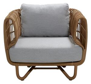 Cane-line Nízke kreslo Nest, Cane-line, rám hliník, výplet umelý ratan farba natural, sedáky vonkajšia látka Airtouch light gray