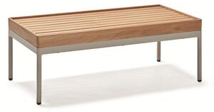 Stern Konferenční stolek malý Coco, Stern, obdélníkový 80x40x40 cm, rám hliník Greige, deska teak