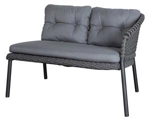 Cane-line Ukončovací 2-miestny ľavostranný diel Ocean, Cane-line, 113x85x73 cm, rám hliník, výplet lanko Soft Rope dark grey, bez podsedákov
