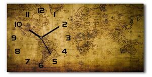 Vodorovné Sklenené hodiny na stenu Stará mapa sveta