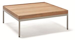 Stern Konferenční stolek větší Coco, Stern, čtvercový 80x80x40 cm, rám hliník Greige, deska teak