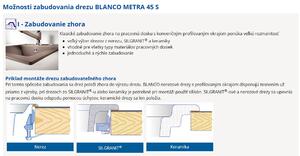 Blanco Metra 45 S, silgranitový drez 780x500x190 mm, 1-komorový, biela, BLA-513187