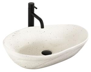 Rea Emilia Grid, umývadlo na dosku 560×380×135 mm, ecru matná – imitácia kameňa, REA-U3509