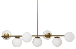 Závesná lampa zlatá kovová so 7 sklenenými tienidlami guľatý tvar glamour štýl kuchyňa jedáleň