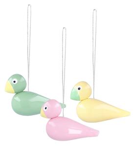 Drevené závesné ozdoby Birds – sada 3 ks