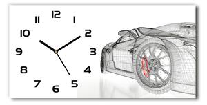 Vodorovné Sklenené hodiny na stenu Sieť autá