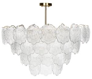 Luster mosadzný kov sklo ⌀ 80 cm závesná lampa sklenený glamour štýl obývačka spálňa