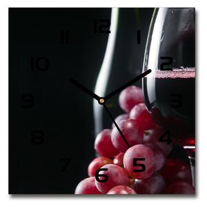Sklenené nástenné hodiny štvorec Hrozno a víno