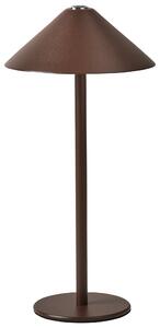 Stolná lampa hnedá hliníková s dotykovým vypínačom nabíjanie cez USB kábel bezdrôtová moderný štýl interiér exteriér