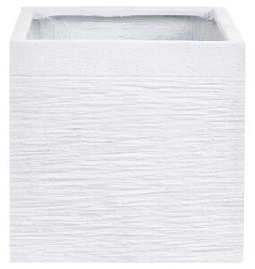 Kvetináč biely zmes hliny a vlákien 40 x 40 x 38 cm štvorcový tvar odolný voči UV žiareniu moderný štýl interiér exteriér záhrada
