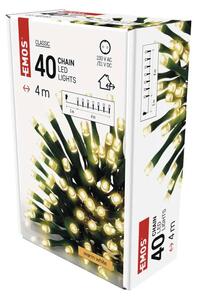 D4AW01 EMOS CLASSIC vianočná reťaz 40 LED 4m zelený drôt, časovač, teplá biela, IP44