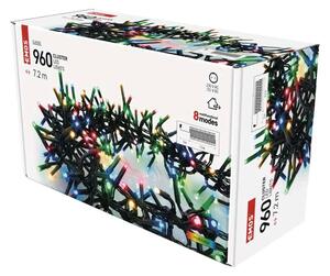 D4BM05 EMOS CLASSIC vianočná reťaz - ježko 960 LED 7,2m čierny drôt, multicolor, 8 módov, časovač, IP44