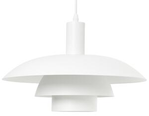 Závesná lampa biela kovová viacúrovňový dizajn vintage mid-century štýl kuchyňa jedáleň