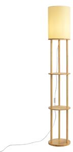 Moderná stojacia lampa drevená s béžovým tienidlom - Stojon