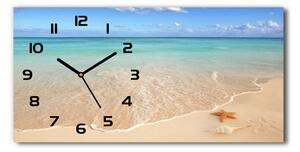 Vodorovné Sklenené hodiny na stenu Hviezdice na pláži