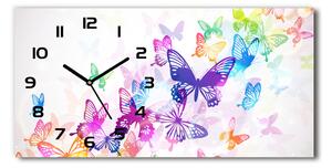 Vodorovné Sklenené hodiny na stenu Farební motýle