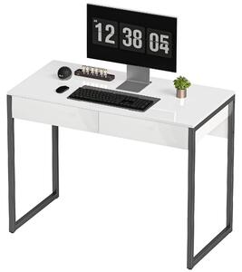 HOMCOM – Písací stôl, 100 x 50 cm, počítačový stôl, kancelársky stôl s 2 zásuvkami, čierna farba