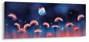 Obraz púpav s modrým motýľom (120x50 cm)