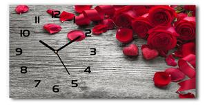 Vodorovné Sklenené hodiny na stenu tiché Červené ruže