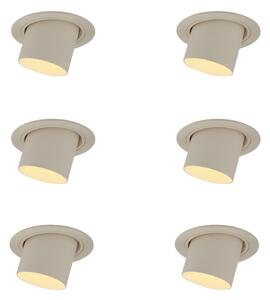 Sada 6 zapustených bodových svetiel béžová GU10 50 mm okrúhle otočné a naklápacie - Installa