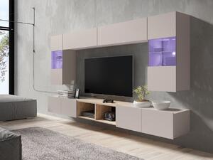 Mirjan24 Obývacia stena Bralani XXIV, Farby: kašmír / kašmír + dub artisan, Osvetlenie: osvetlenie LED modré 5903211429712