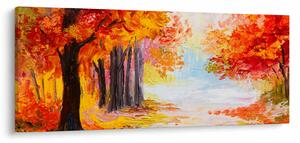 Obraz - Olejomaľba, farebná jeseň (120x50 cm)