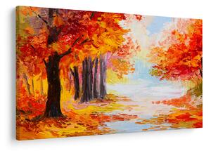Obraz - Olejomaľba, farebná jeseň (90x60 cm)