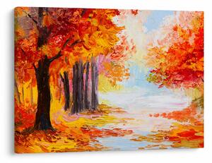 Obraz - Olejomaľba, farebná jeseň (70x50 cm)