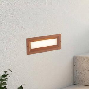 Lucande LED nástenné svietidlo Lachlain, hrdzavé, 25 cm, IP65, Hnedá / hrdzavá, Hliník, Moderný, Zapustené hranaté