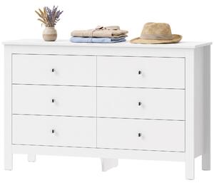 HOMCOM Komoda so 6 zásuvkami, komoda, 118 x 39,5 x 75,5 cm, biela