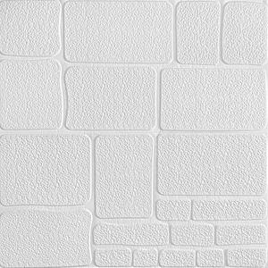 Samolepiace penové 3D panely WHITE F, cena za kus, rozmer 70 x 77 cm, kamene biele, IMPOL TRADE