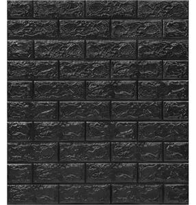 Samolepiace penové 3D panely BLACK, cena za kus, rozmer 70 x 77 cm, tehla čierna, IMPOL TRADE