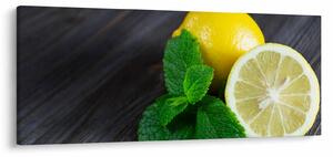 Obraz citrónov a mäty na stole (120x50 cm)