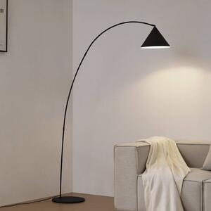 Lindby oblúková lampa Triangolo, čierna, výška 195 cm, kov E27