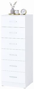 Komoda HOMCOM s 6 zásuvkami, rozmer 40 x 40 x 110 cm, biela s dekorom dreva