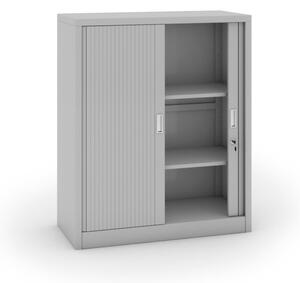 Kovová skriňa s roletovými dverami, 1200 x 1000 x 450 mm, svetlo sivá