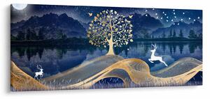 Obraz jeleňov pri splne (120x50 cm)