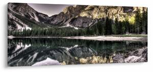 Obraz jazera v horách (120x50 cm)