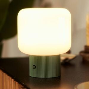 Lucande stolová LED lampa Katrin Palme, zelená, sklo, Zelená, Obývacia izba / jedáleň, Sklo, Moderný, Stojacie svietidlo