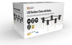 SOLIGHT LED vonkajšia reťaz s žiarovkami, 25 žiaroviek, 15m +5m, 20W, teplá biela